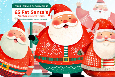 65 Fat Santa's Vector Clipart
