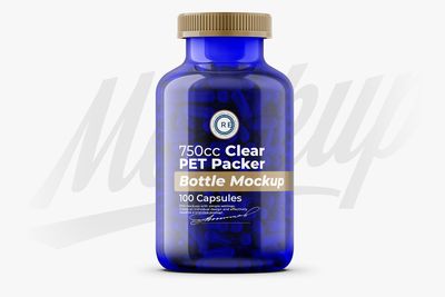 Blue Pills Bottle Mockup 750cc