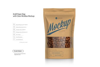 Kraft Paper Bag with Clear Window Mockup