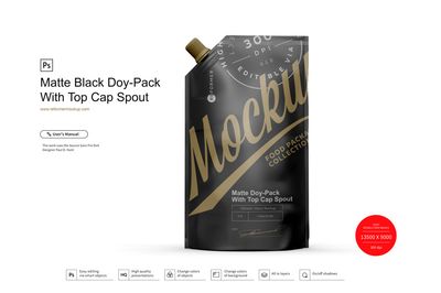 Matte Black Doy-Pack Mockup