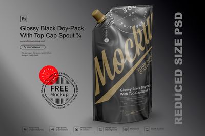 Black Doy-Pack With Top Cap Spout ¾