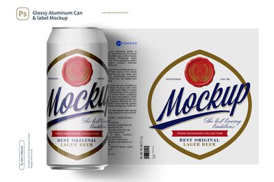 Glossy Aluminum Can &amp; label Mockup