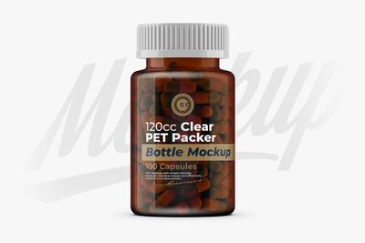 Amber Pills Bottle Mockup 120cc