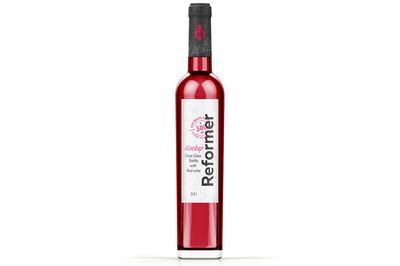 Clear Glass Bottle with Red wine Mockup