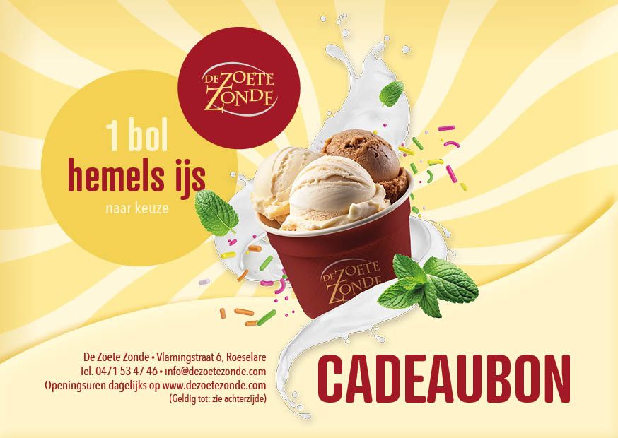 Cadeaubon ter waarde van 1 bol ijs