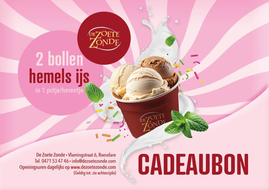 Cadeaubon ter waarde van 2 bollen ijs