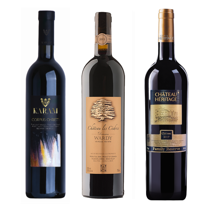 Royal selection of Lebanese red wines as a gift (package of 3 wines)