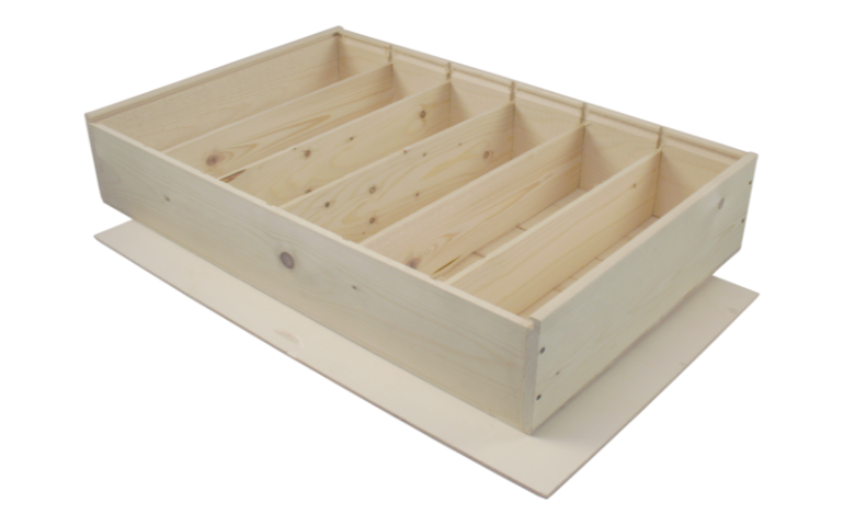 Wijnkist, hout, 6 flessen incl. deksel