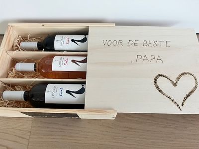 Gepersonaliseerde wijnkist de luxe -  3 flessen