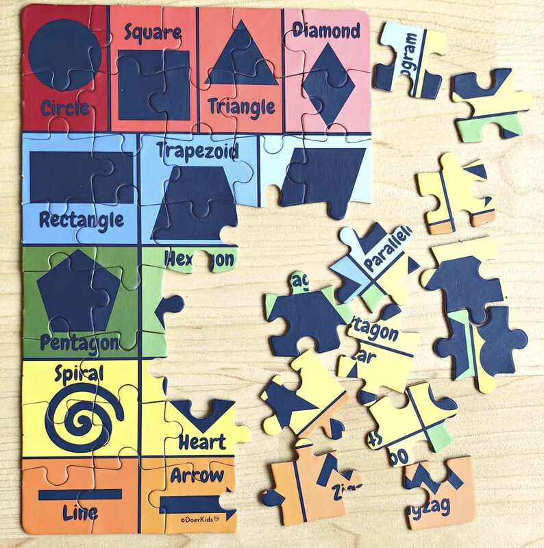DoerKids Mini Puzzle Impara le forme, 40 pezzi. – foto prodotto, puzzle bambino, gioco di motricità