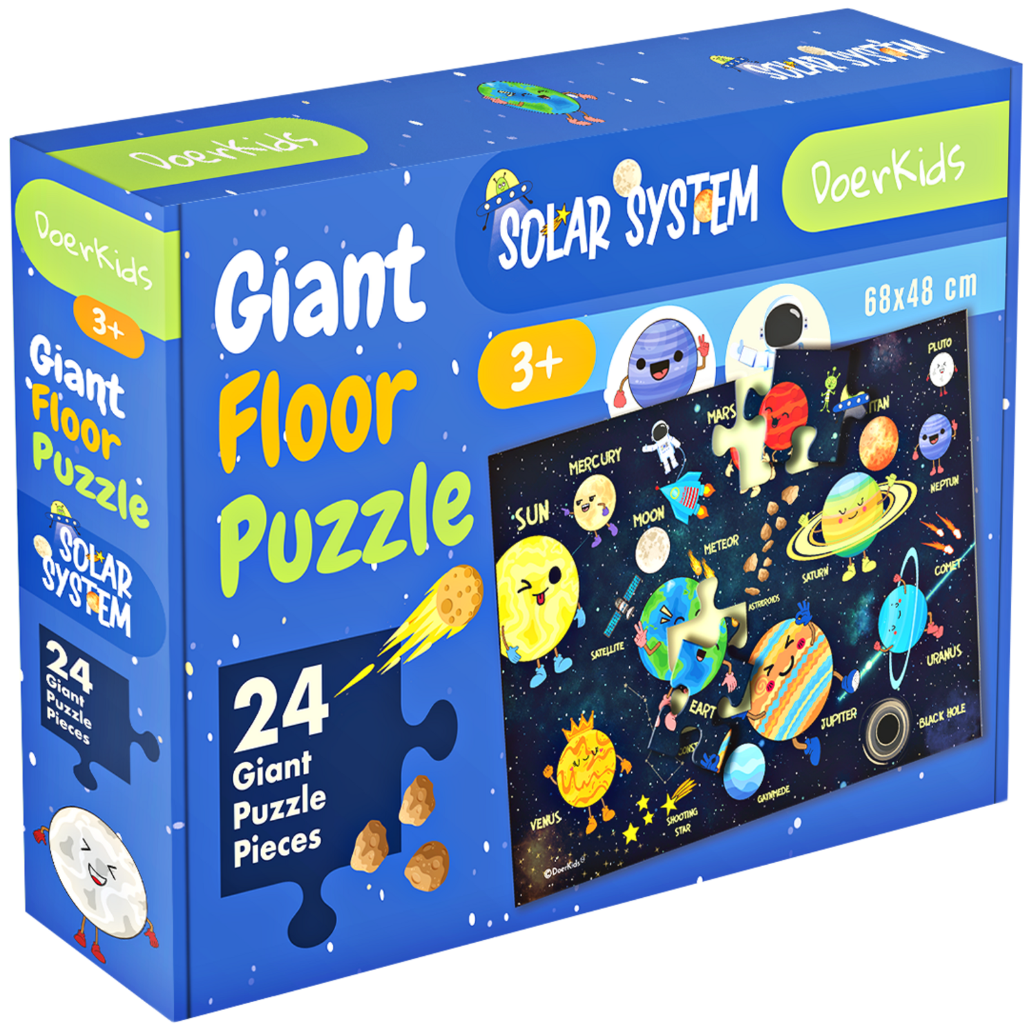 DoerKids® Système solaire, puzzle de sol géant, cosmos, planètes