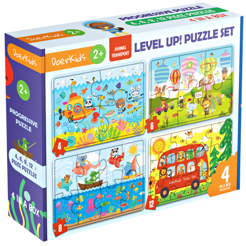 DoerKids® Progressive Puzzle, Animal Transport, Set 4 in 1