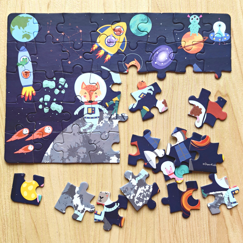 DoerKids Mini Puzzle Space, 40 pezzi (cosmo, pianeti) – foto prodotto, puzzle bambino, gioco di mot…