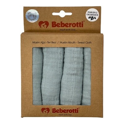 Organic Muslin Baby Handkerchief-muslin face Towel, 4 pieces in each mint