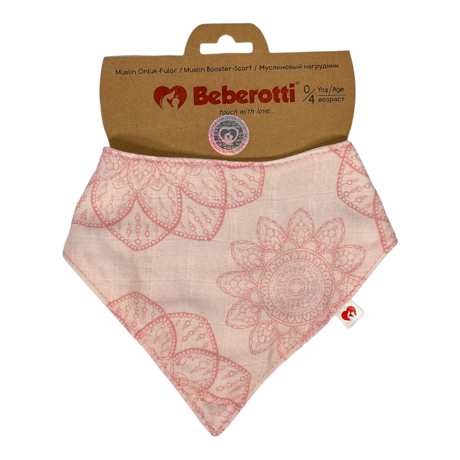 Beberotti® Bavoir bandana bébé en mousseline biologique rose/fleur