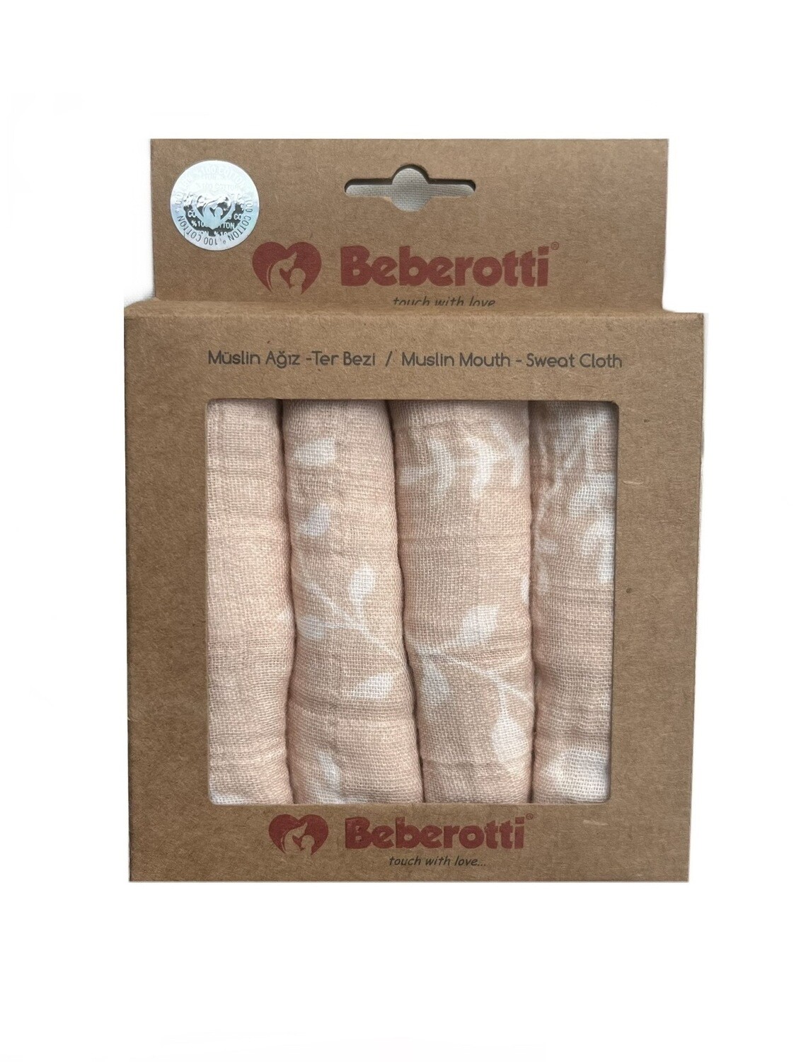 Organic Muslin Baby Handkerchief-muslin face Towel, 4 pieces in each beige