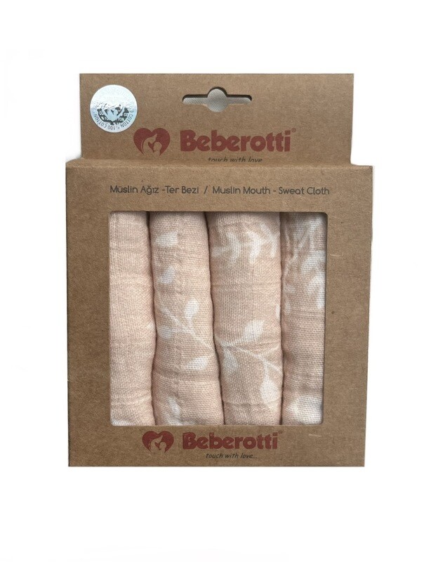 Organic Muslin Baby Handkerchief-muslin face Towel, 4 pieces in each beige