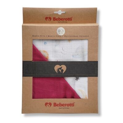 Organic 4 Layered Double sided Muslin Blanket ruby rose