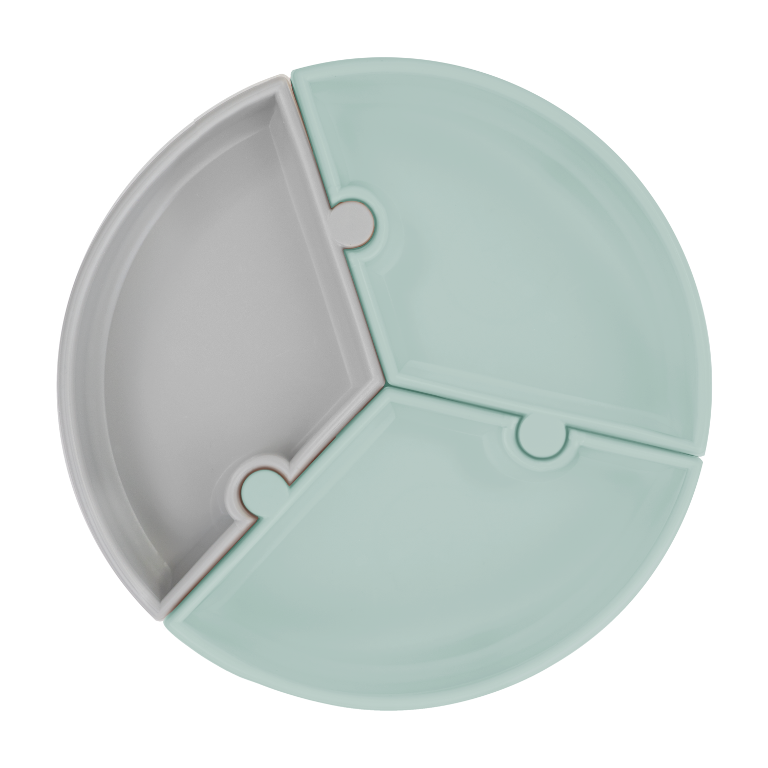 MinikOiOi Puzzle Plate - River Green / Powder Grey - Plaque amovible par aspiration qui reste en pl…
