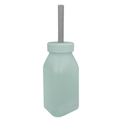 MinikOiOi Bottle + Straw - River Green / Powder Grey - 1 bottle, 1 straw