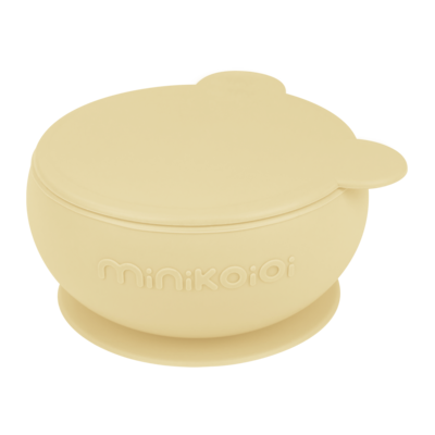 MinikOiOi Bowly - Mellow Yellow - Stay-put suction bowl with lid