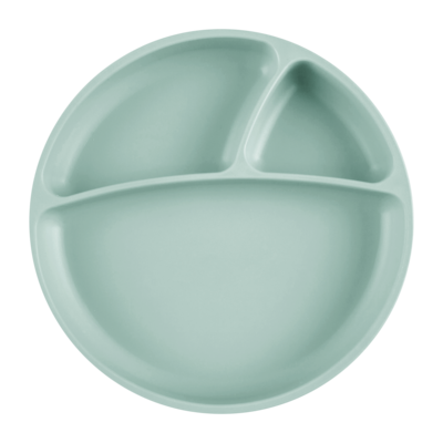 MinikOiOi Portions - River Green - Stay-put suction silicone plate