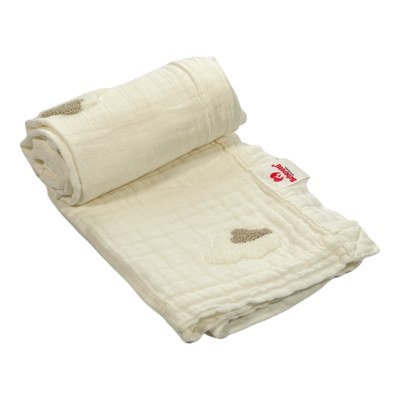 Organic 4 Layered Embroifered Muslin Blanket white/cloud