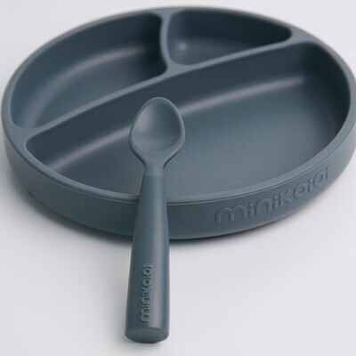 MinikOiOi Scooper - Deep Blue - Silicone spoon – product image, baby teether, baby feeding set