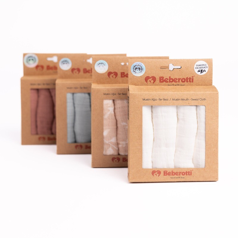Organic Muslin Baby Handkerchief-muslin face Towel, 4 pieces in each white
