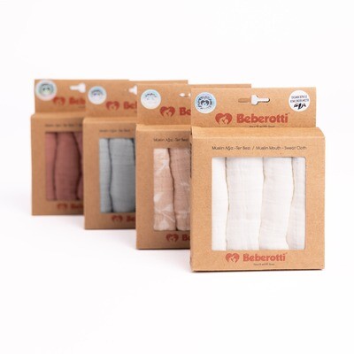 Organic Muslin Baby Handkerchief-muslin face Towel, 4 pieces in each white