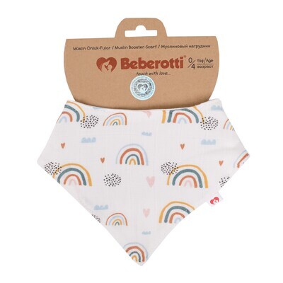 Organic Muslin Baby Bandana Bib white/rainbow