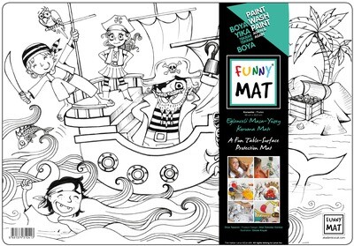 Funny Mat 3in1 Desk Mat, Reusable Coloring Book, Craft Mat for Kids. PIRATES