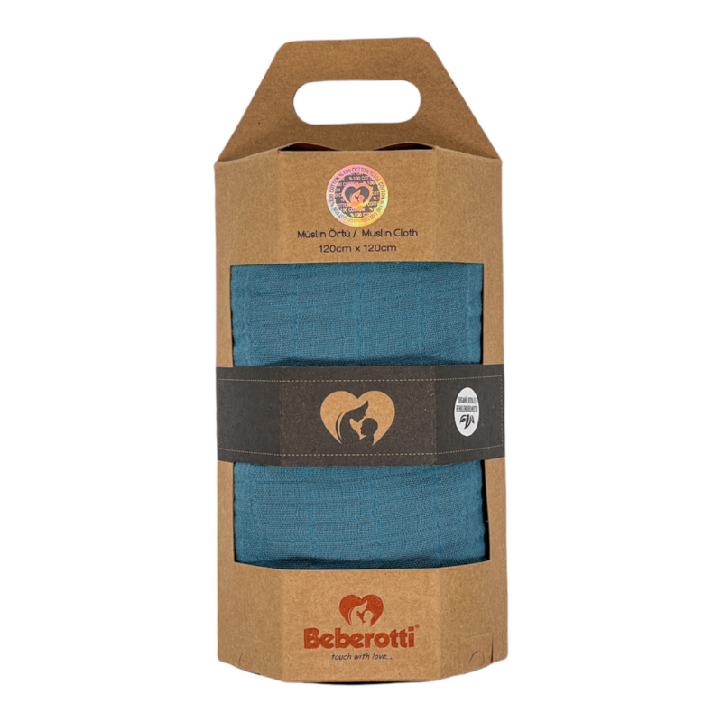 Organic Muslin Swaddle Blanket blue