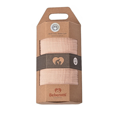 Beberotti® Couverture enveloppante en mousseline biologique rose 120х120 cm