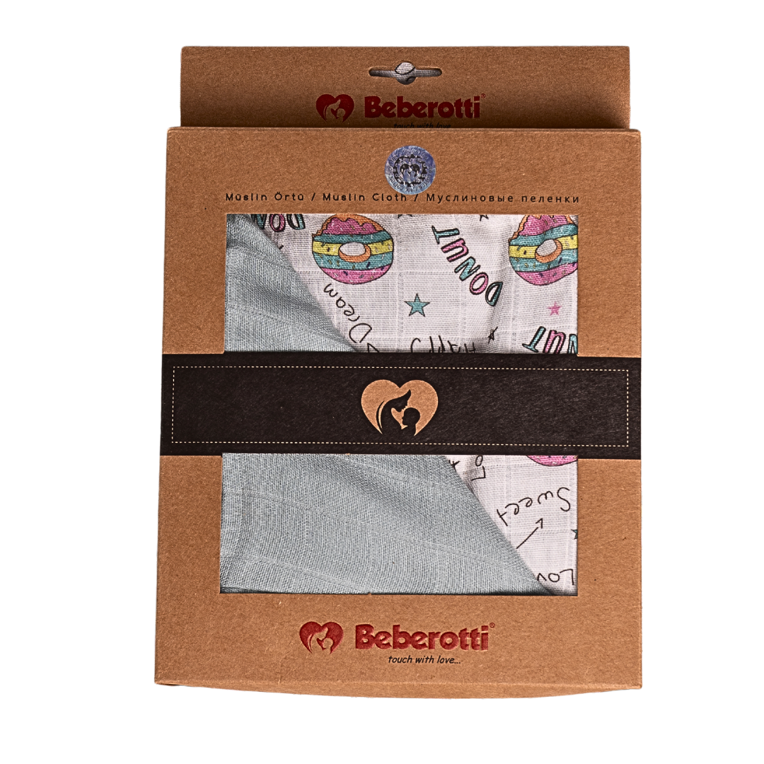 Organic 4 Layered Double sided Muslin Blanket mint/donnut