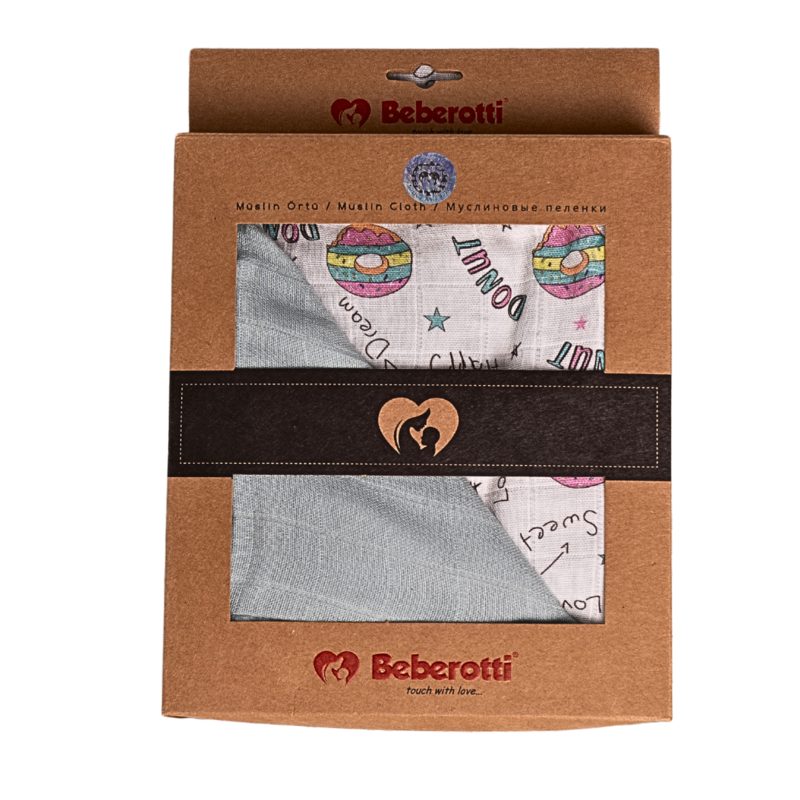 Organic 4 Layered Double sided Muslin Blanket mint/donnut