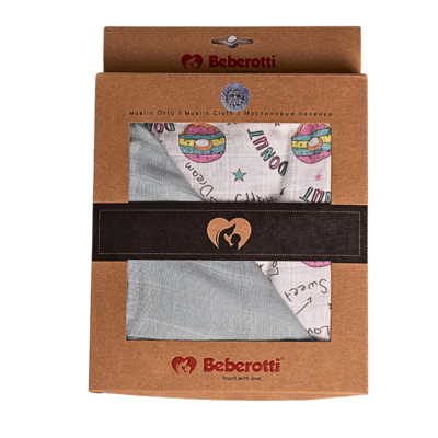 Organic 4 Layered Double sided Muslin Blanket mint/donnut