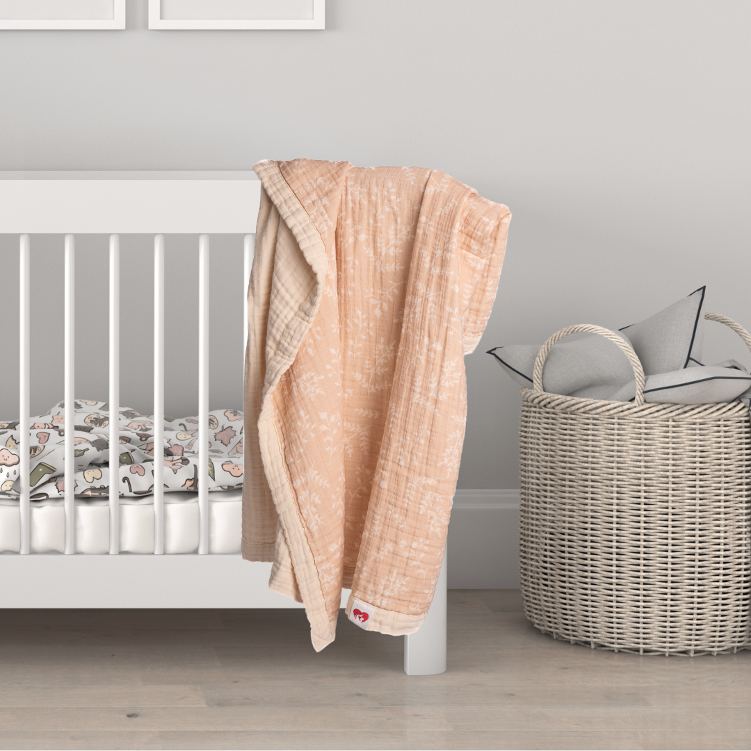 Organic 4 Layered Double sided Muslin Blanket dusty rose