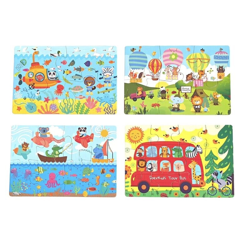 DoerKids puzzle didattico veicoli animali, set 4 in 1 – foto prodotto, puzzle bambino, gioco di mot…
