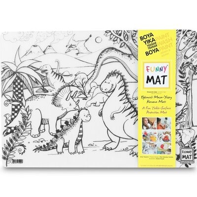 Funny Mat 3in1 Desk Mat, Reusable Coloring Book, Craft Mat for Kids. JURASSIC AGE