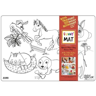 Funny Mat 3in1 Desk Mat, Reusable Coloring Book, Craft Mat for Kids. PETS