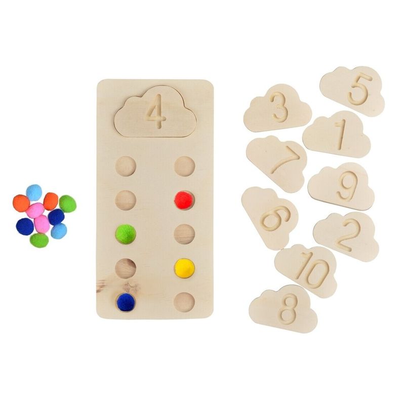 Intellectiki®  learning board with felt clouds for learning numbers and fine motor skills