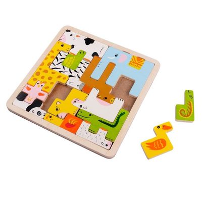 Intellectiki Animal Friends Puzzle for motor skills and logical thinking – product image, wooden to…