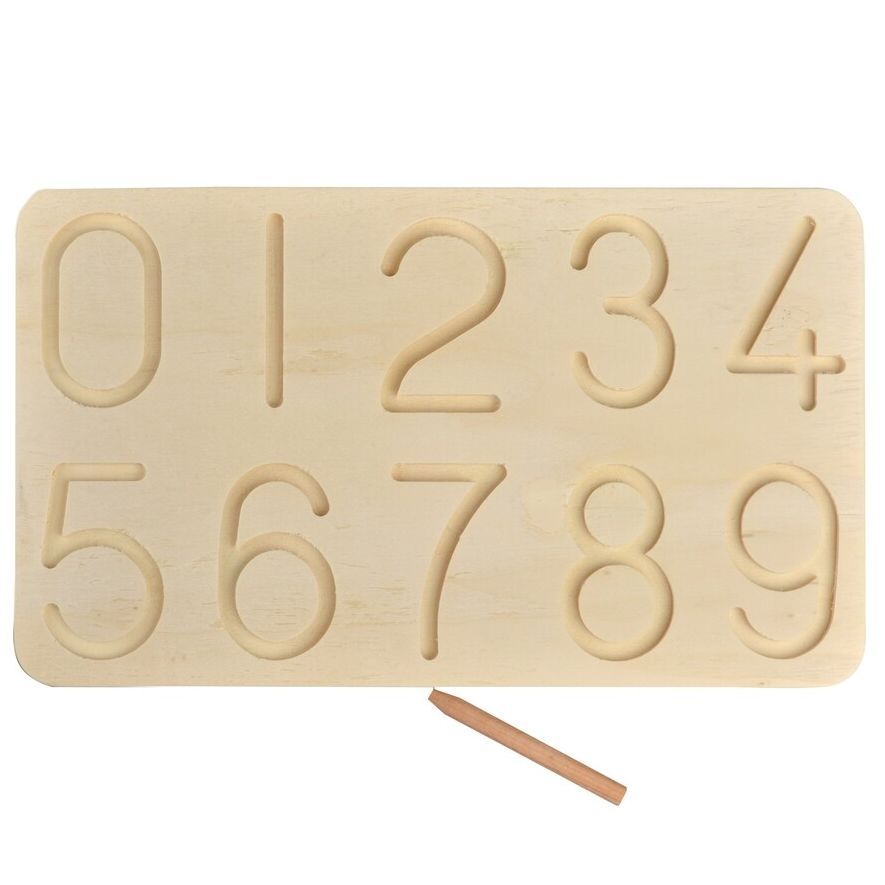 Tableau d&#39;écriture de chiffres en bois Intellectiki®  pour l&#39;apprentissage des nombres et la motricité fine