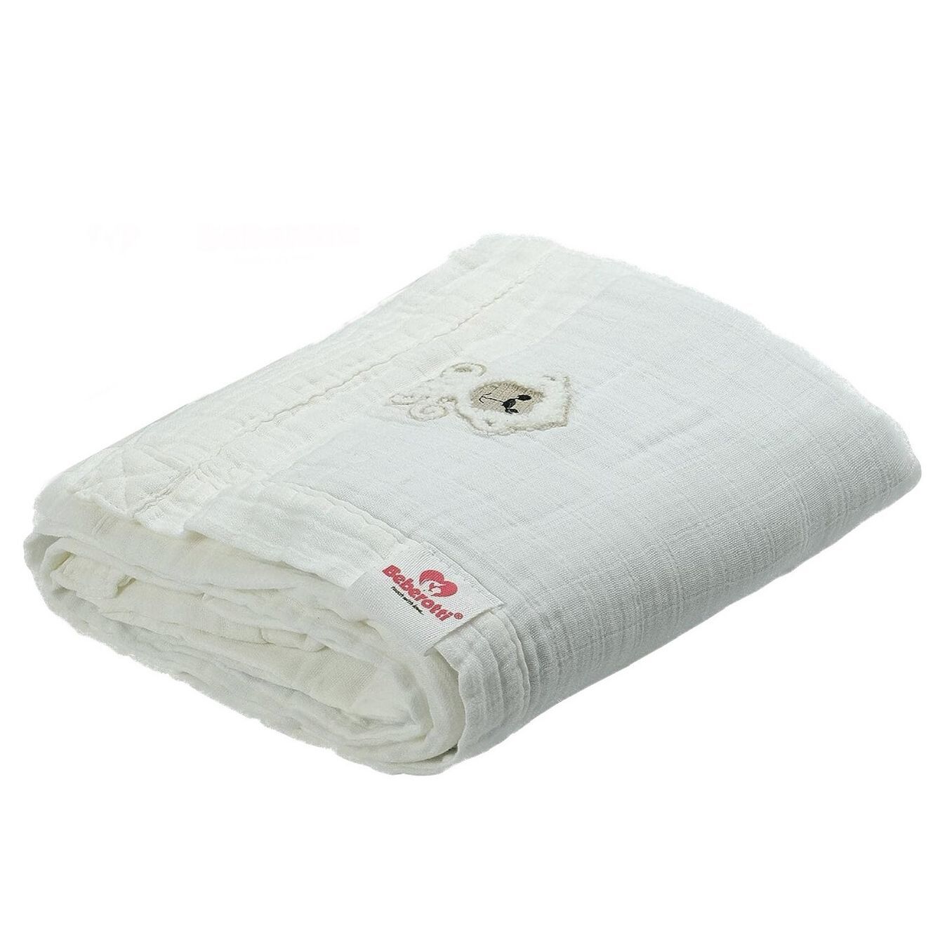 Organic 4 Layered Embroifered Muslin Blanket white/monkey