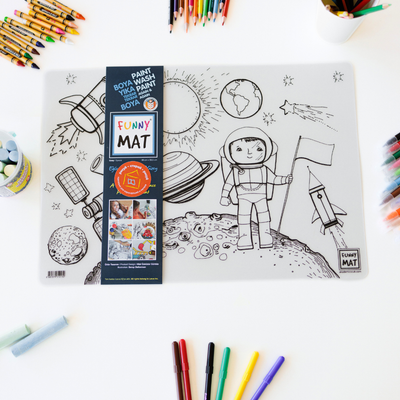 Funny Mat 3in1 Desk Mat, Reusable Coloring Book, Craft Mat for Kids. SPACE