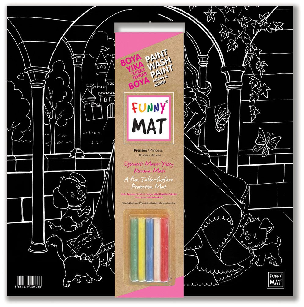 Funny Mat 3in1 Drawing Board, Wall Decor, Reusable Coloring Mat. PRINCESS