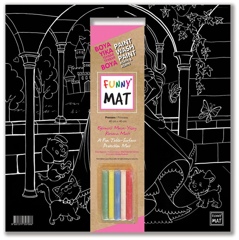 Funny Mat 3in1 Drawing Board, Wall Decor, Reusable Coloring Mat. PRINCESS