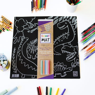 Funny Mat 3in1 Drawing Board, Wall Decor, Reusable Coloring Mat. DINOSAURS