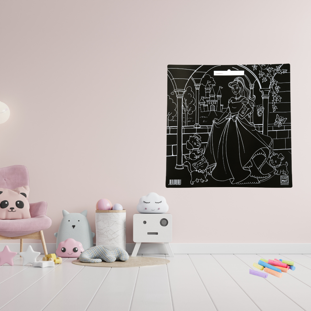 Funny Mat 3in1 Maltafel, Wanddeco, wiederverwendbare Malmatte. PRINZESSIN